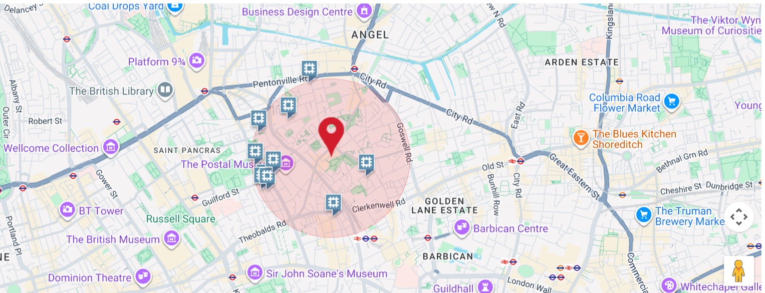 Map of Clerkenwell showing Blue Plaque locations including Joseph Grimaldi