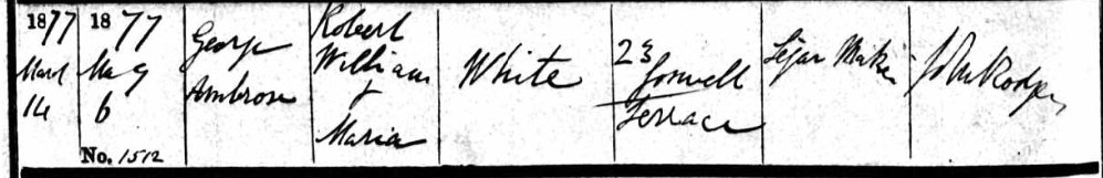 Baptism Record George Ambrose White 1877