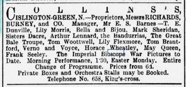 Collins Music Hall Islington 1900