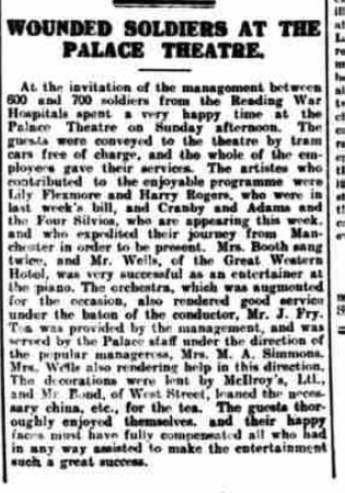 Wounded Soldiers Palace Theatre 1917